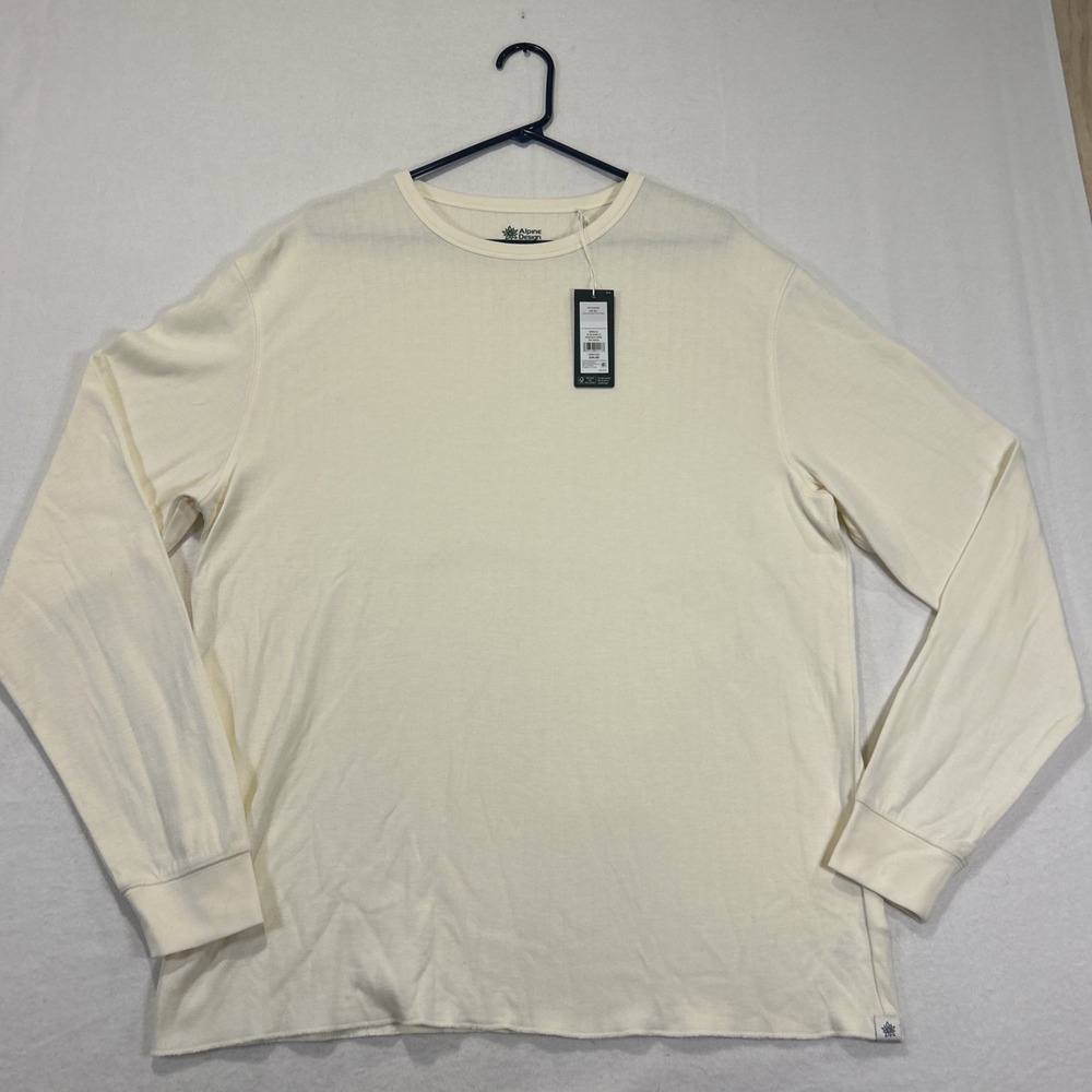 Alpine Design Men's Long Sleeve Duofold Crew Shirt Off White XL ADM24202